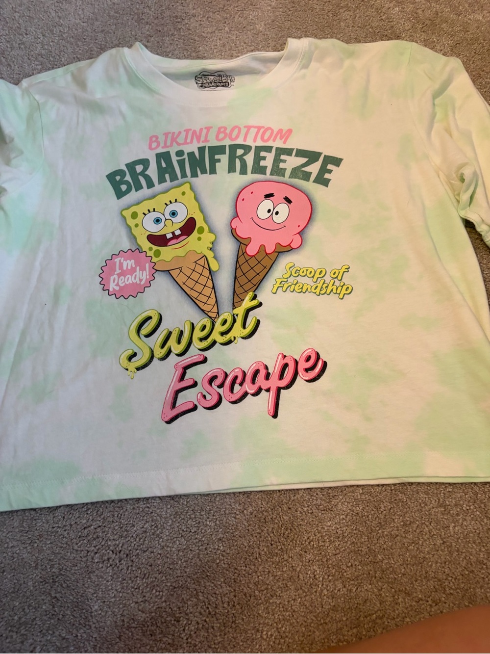 SpongeBob Squarepants Light Green Tie-Dye 'Brainfreeze Sweet Escape' Tee